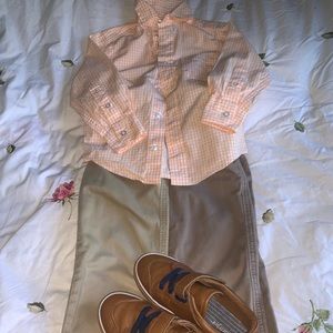 Orange checkered long sleeve shirt and pants